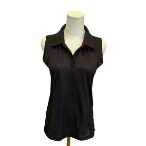 Pebble Beach Perf Dry Luxe Golf Sleeveless‎ Athletic Black Hot Pink Trim Size S